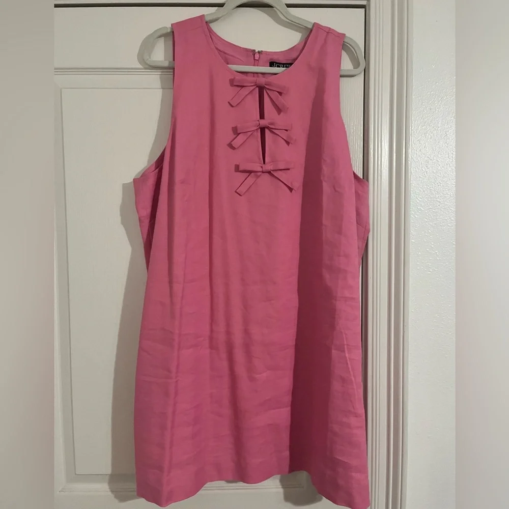J.Crew Pink Bow front shift dress in stretch linen NWOT Size 3X - Picture 2 of 9